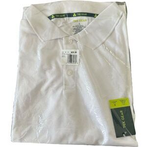 Tek Gear Men’s White Polo Shirt Classic Fit 3 Button Placket Large White